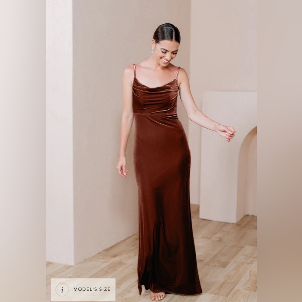 Revelry Skye Velvet Terracotta Bridesmaids Dress